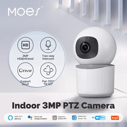 MOES Tuya WiFi Indoor Pan/Tilt Smart Security Camera 3MP HD visione notturna a infrarossi Motion Tracking supporto per il rilevamento del suono Onvif