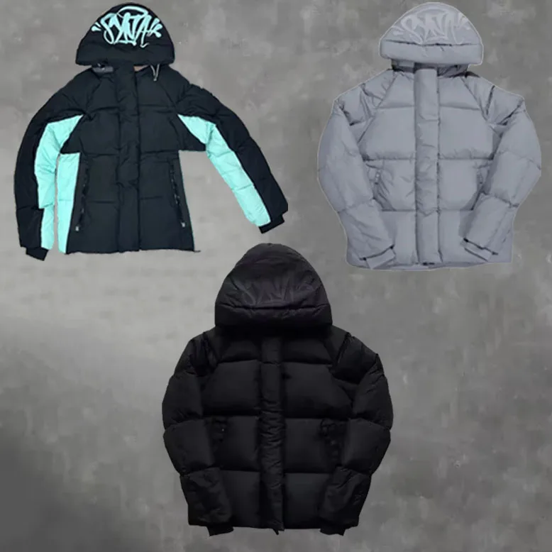 Nuevas chaquetas acolchadas con capucha y cabeza de tiburón estilo RO negro para hombres y mujeres, ropa informal suelta, Parkas de invierno de algodón con cremallera completa emo