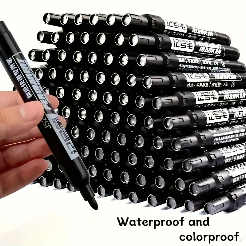 100pcs Permanent Marker Set, Oil-Based Quick-Dry Waterproof Ink for Writing on Paper, Plastic,Metal, Glass-Office&Craft Supplies