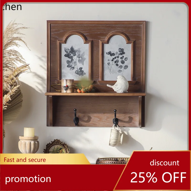 b7-Solid Wood Wall Shelf Storage Rack Living Room Carved Classical Style Wall Decoration Shelf