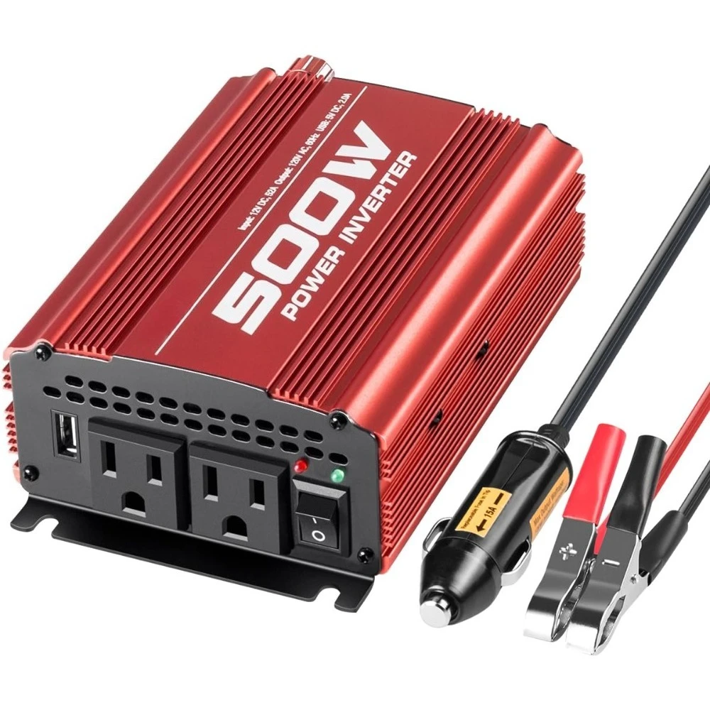 

500W Car Power Inverter DC 12V to AC 110V with 2AC outlets and 2A USB Port