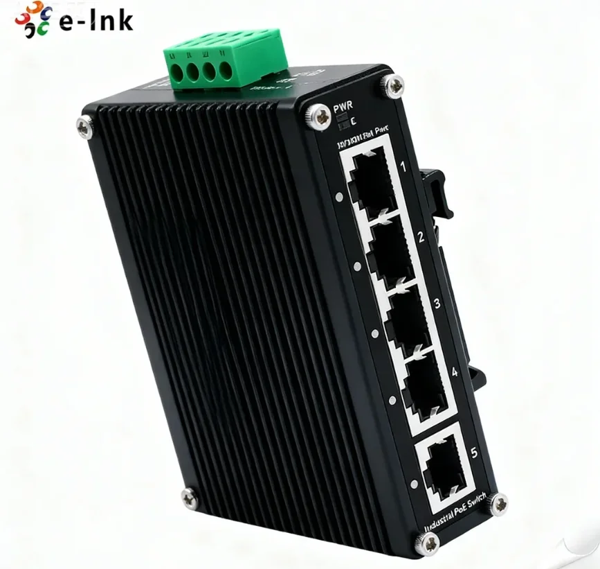 Mini Industrial Gigabit Ethernet 10Gbps Non-Blocking 5 Port Compact Unmanaged Network Hub for Harsh Environment Automation