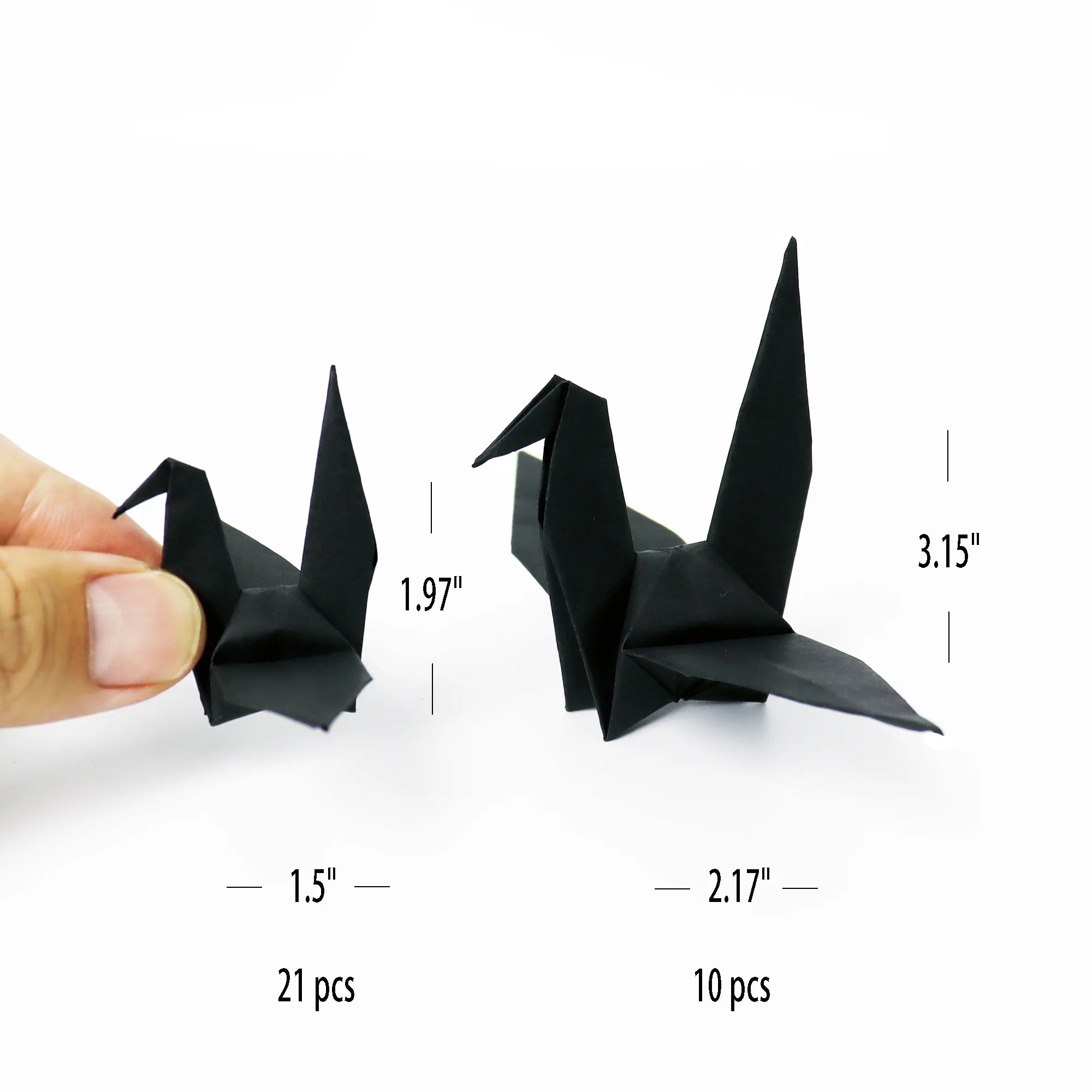 31Pcs Black Handmade Origami Paper Cranes, DIY Hanging Ornaments, Home Festival Table Office Desk Decor, for Birthdays and Holid