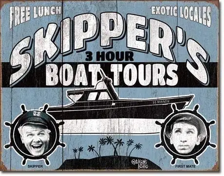 Gilligan's Island - Skipper Tours Vintage Metal Tin Signs for Home Kitchen Wall Art Pub Bar Decor 8 x 12