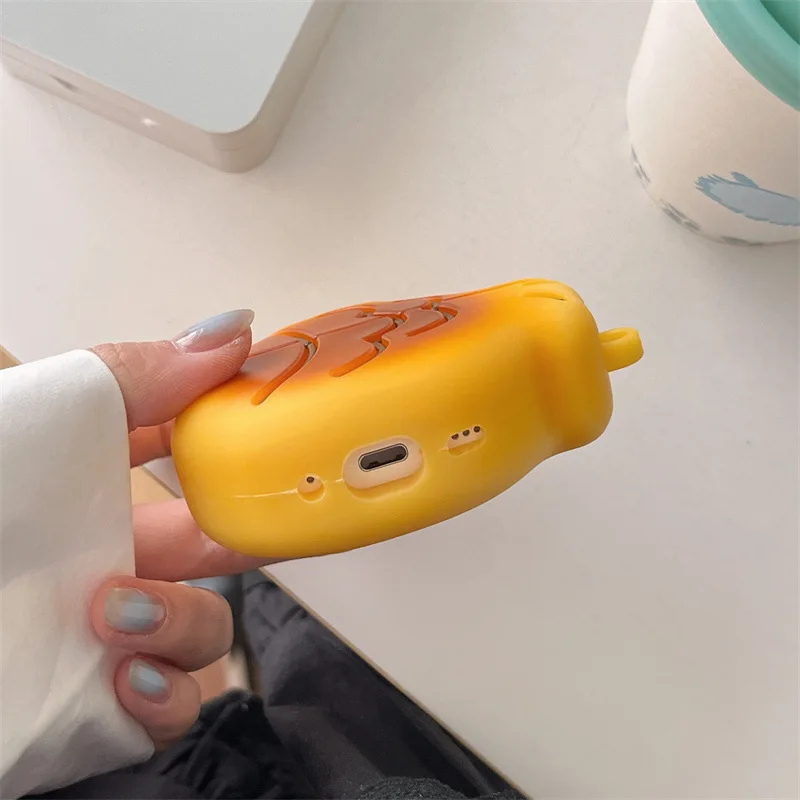 ل AirPods 4 3 2 1 Pro Pro2 حقيبة سماعة الاذن ثلاثية الأبعاد Taiyaki الكرتون سيليكون واقية سماعة صندوق مع غطاء قلادة #3