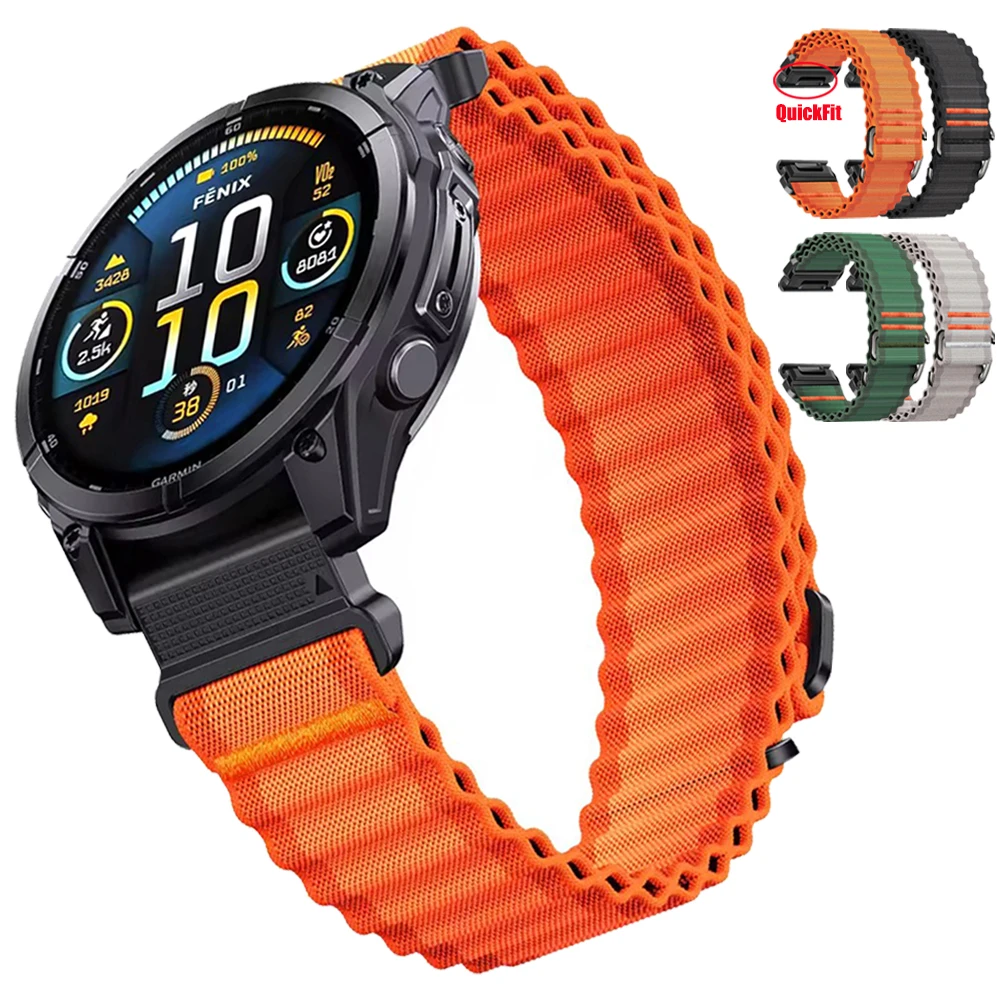Für Garmin Forerunner 970 965 955 Nylonband Fenix 8 7X7 6X6 5X/MARQ/Quatix 8/Instinct 3 2X QuickFit 26mm 22mm Armbänder