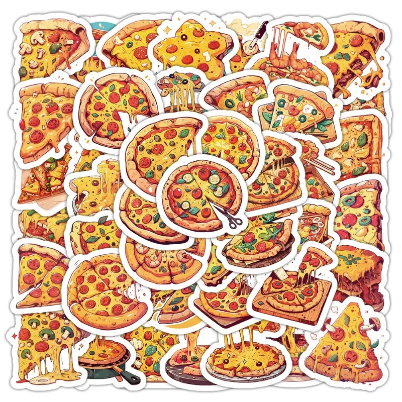 50pcs Cartoon Delicious Pizza Cute Creative Decoration Stickers