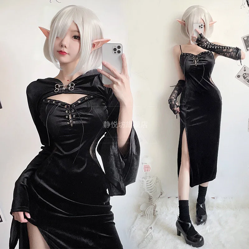 Cosplay Anime Halloween Costume For Women Dark Gothic Dress Witch Vampire Bride Vestidos Carnival Fancy Party