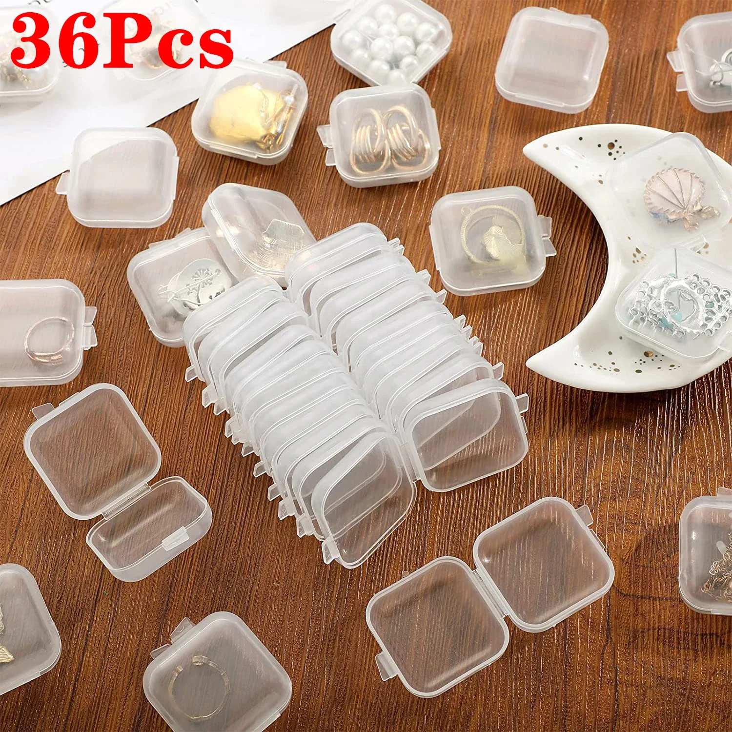 36 Pieces Clear Plastic Containers Transparent Beads Storage Containers Box Jewelry Storage Box Case Small Items Beads Jewelry