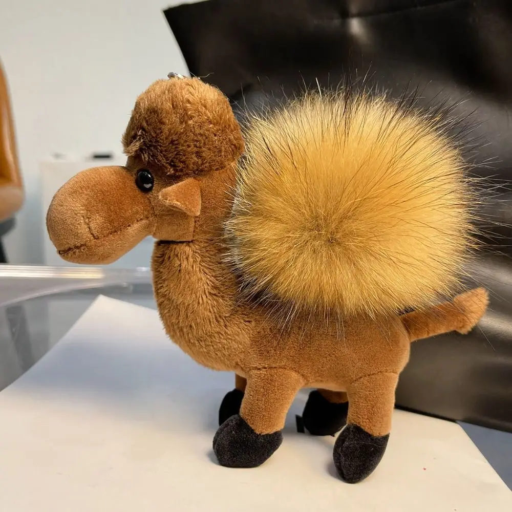 Niedlicher pelziger Kamel-Schlüsselanhänger, Flusenball, Plüschpuppe, Taschenanhänger, Rucksack, Dekoration, weicher Auto-Schlüsselanhänger