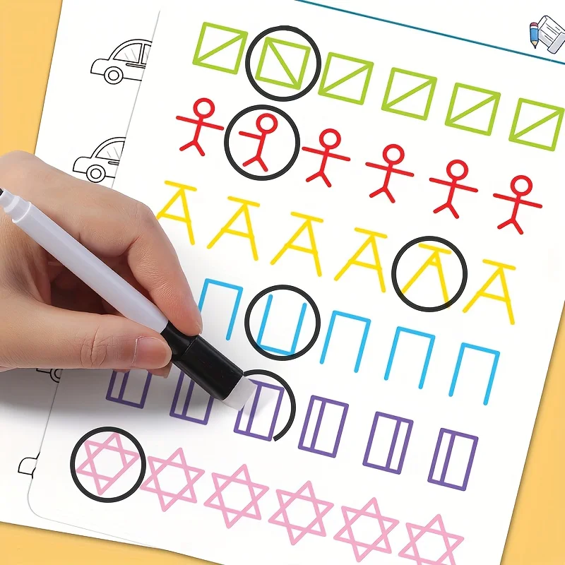 Pen Control Tracking Attention Visual Reusable Activity Card Exercise Challenges for Number Shape Recognition Letter Recognition