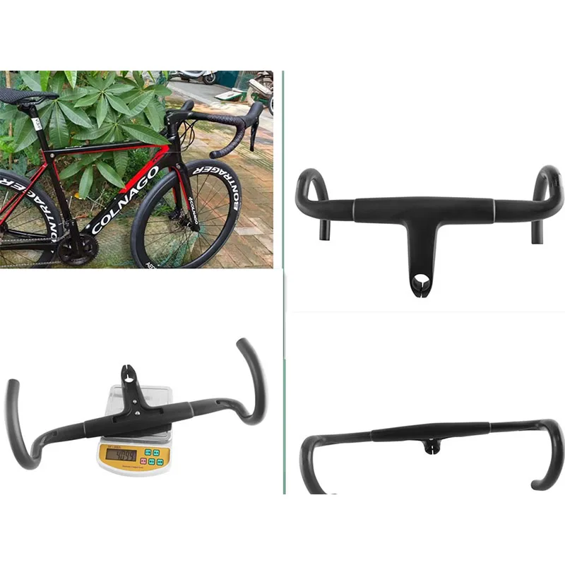 

Matte all-carbon handlebars for road bicycles, one-piece curved handlebars, broken windmill handlebars - 17-degree inner routing