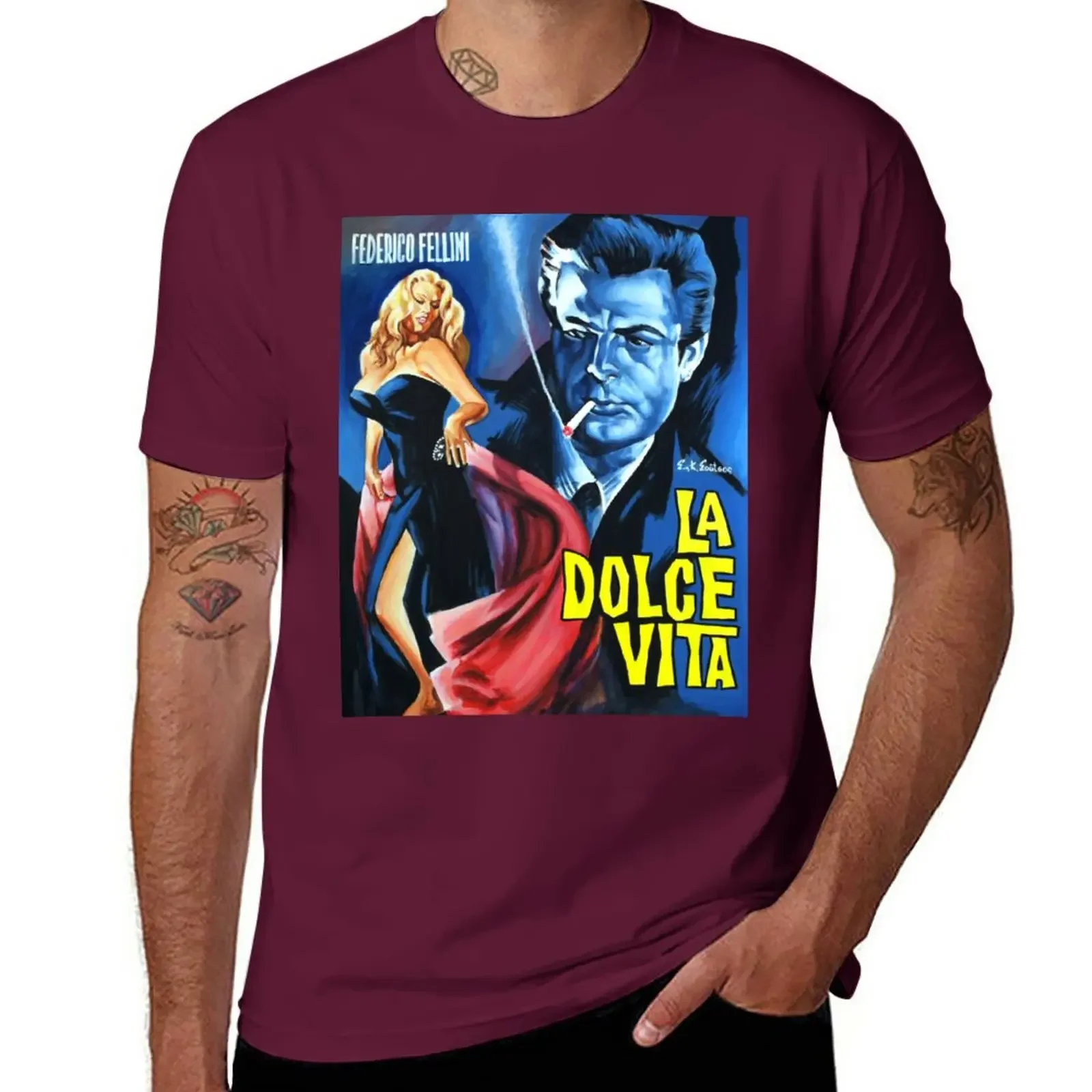 New fashion La Dolce Vita 1960 Federico Fellini movie poster T-Shirt vintage clothes summer clothes blanks Blouse T-shirt men