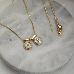 5 pcs/lot Best-Selling Gold Plated Brass Double Sided SAN Benito Charm Necklace Gold Silver Pendant Cross Necklace Jewelry