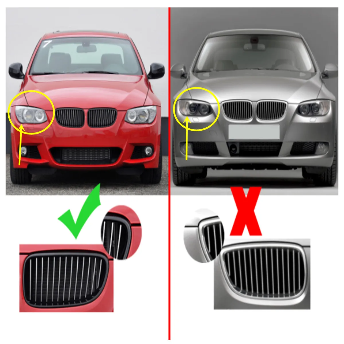 Grelhador de substituição de rim dianteiro preto brilhante, Facelift Racing Grill, Capuz, pálpebra, BMW E92, E93, Série 3, 2 portas, 2010-2013