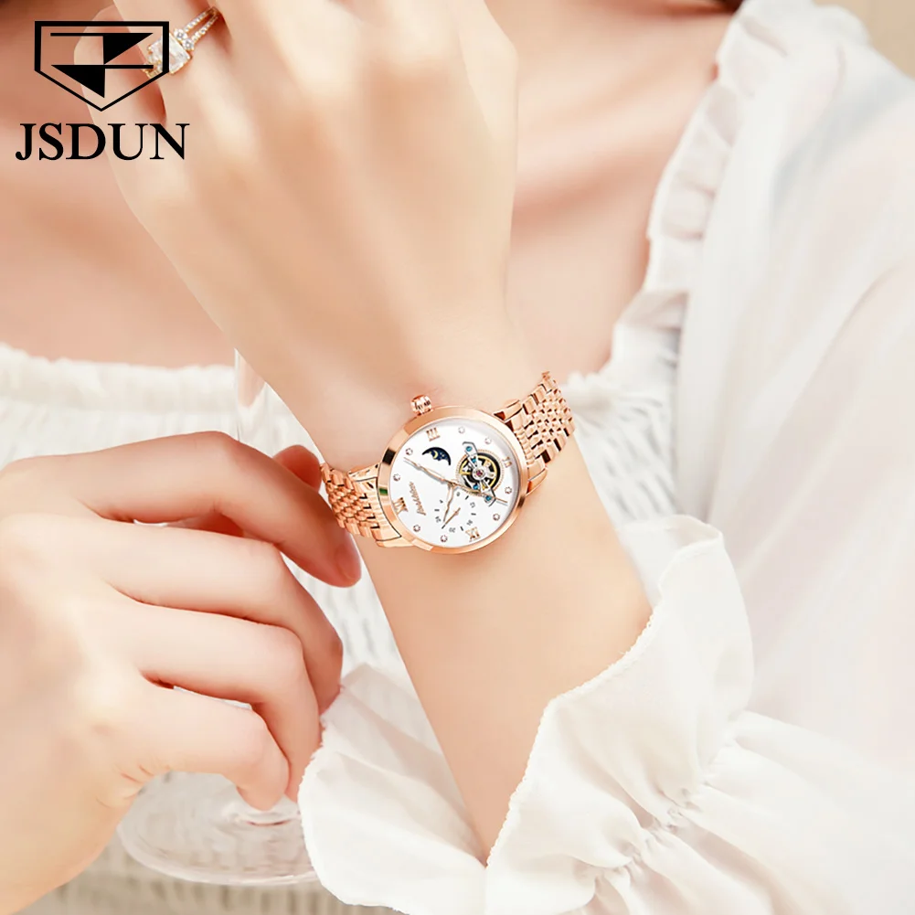 JSDUN New Fashion Trend Lady Wrist Watch Best Selling Automatic Mechanical Women Watches High Quality Waterproof Watch for Women