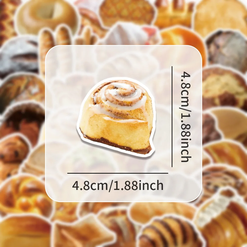 54PCS Brot Toast Bagel Croissant Laugenbrezel Cartoon Dekorative Computer Skateboard Gitarre Wasserdichte Aufkleber Kinder Spielzeug
