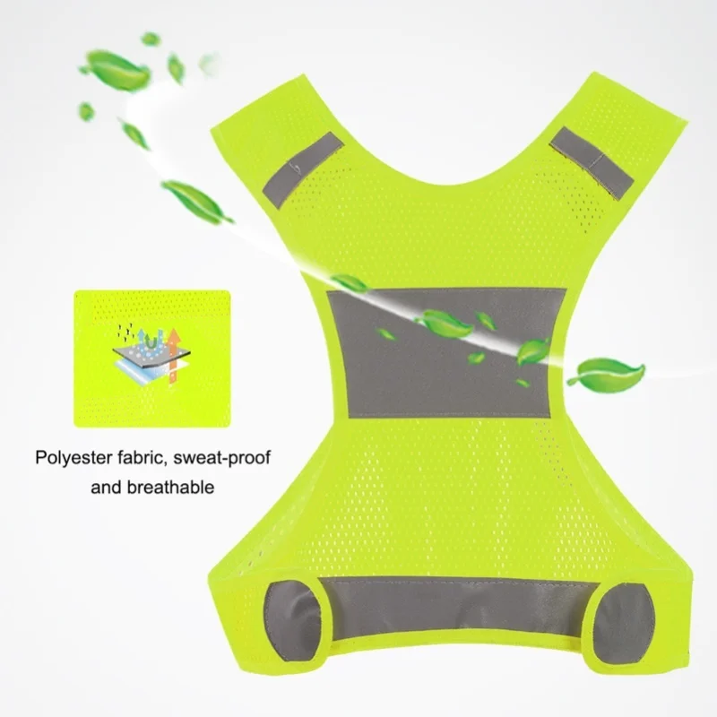Outdoor Cycling Reflective Vest Running Vest Sports Safty Waistcoat Fluorescent Yellow M view 6