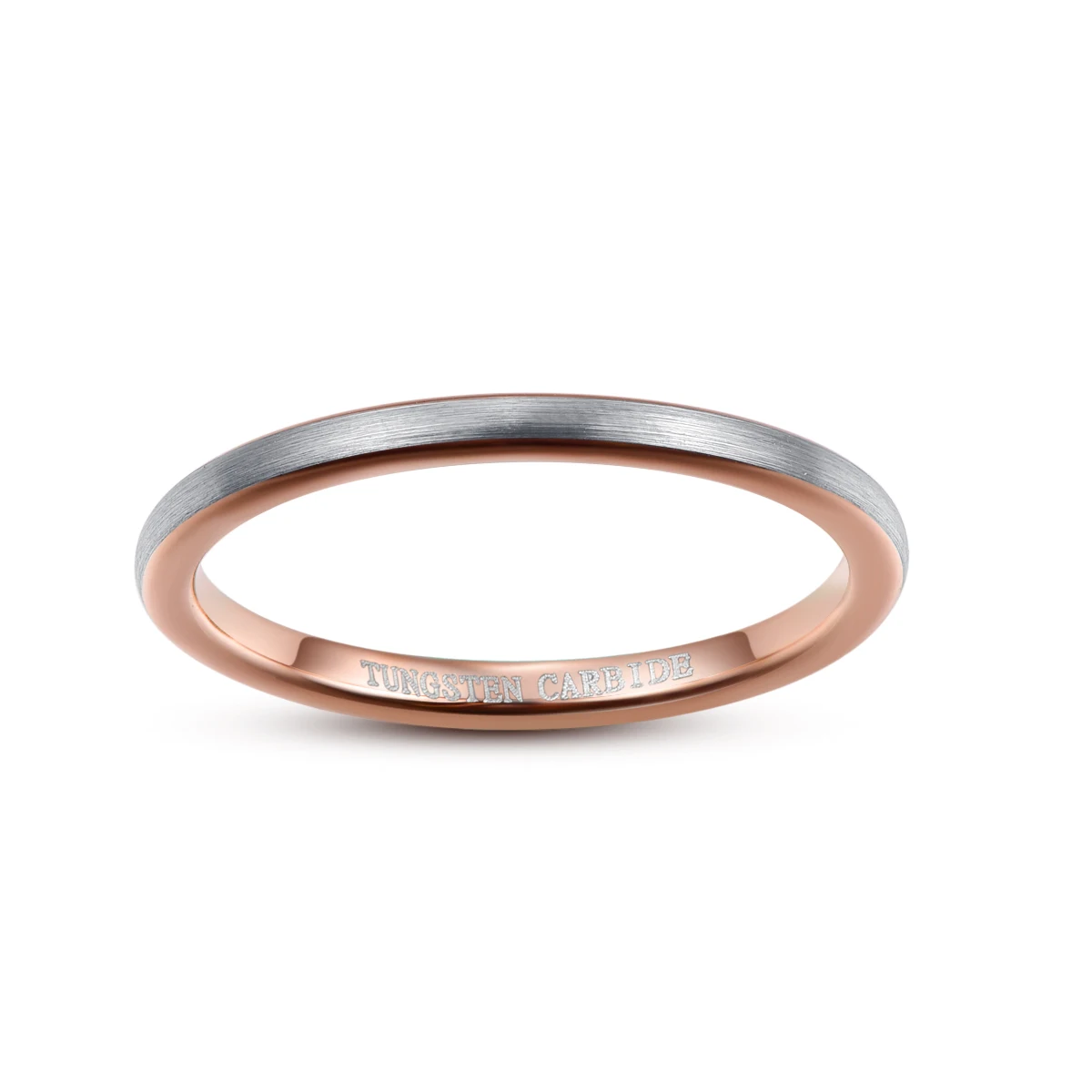 2mm Width Surface Brushed Inner Ring Rose Gold Tungsten Steel Ring Promise Anel Masculino Tungsten Carbide Ring