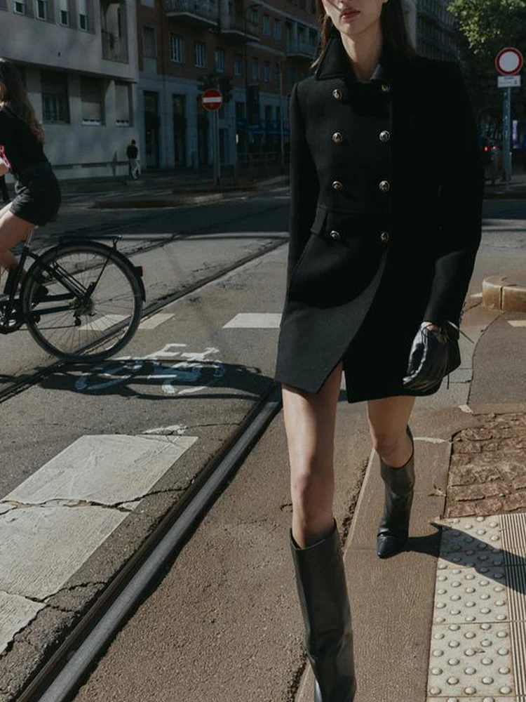 

Европейский и американский стиль, осень 2021, новые поступления, женская мода, универсальное смешанное двубортное короткое пальто, куртка