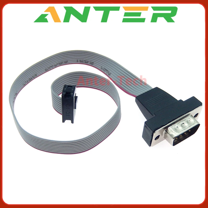 2PCS 30CM DB9 MALE to FC-10P FEMALE CABLE rs232 serial port connector to 2.54MM FEMALE PLUG adapter Extension Cable