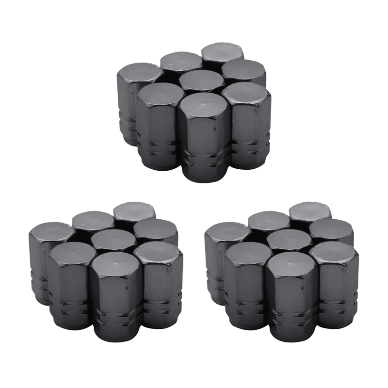 24 Pieces Tire Stem Valve Caps Wheel Valve Covers Car Dustproof Tire Cap, Hexagon Shape Titanium Gray