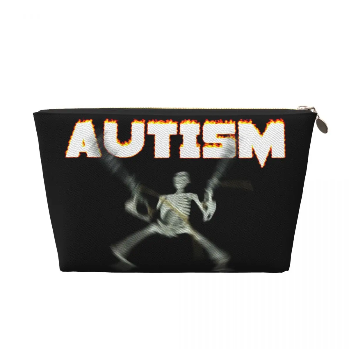 Custom Autism Skeleton Meme Travel Cosmetic Bag for Women Makeup Toiletry Organizer Ladies Beauty Storage Dopp Kit