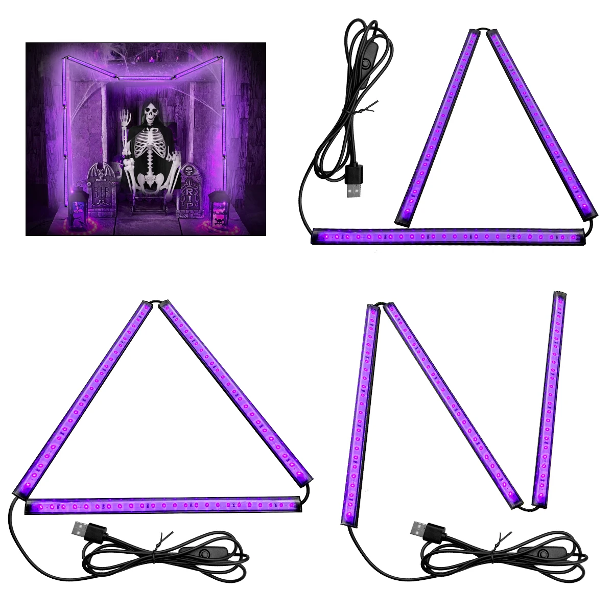 

6/9/12pcs Black tube lamp DIY shaped ultraviolet lamp strip 395nm UV lamp tube Halloween Thanksgiving Birthday party Painting