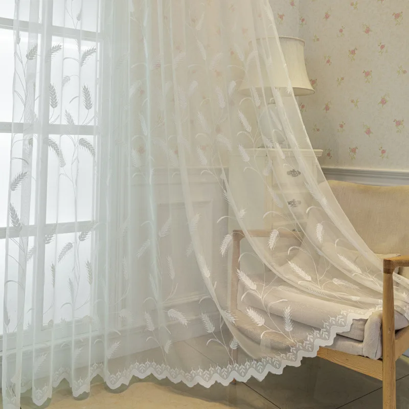 American window screen curtains cross-border  American wheat ear jacquard curtains living room bedroom finished curtain