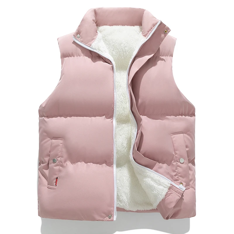 

Lamb Fleece Warm Fashion Stand Collar Causal Waistcoat Winter Men Windproof Loose Jacket Sleeveless Thicken Coat New Vest Couple