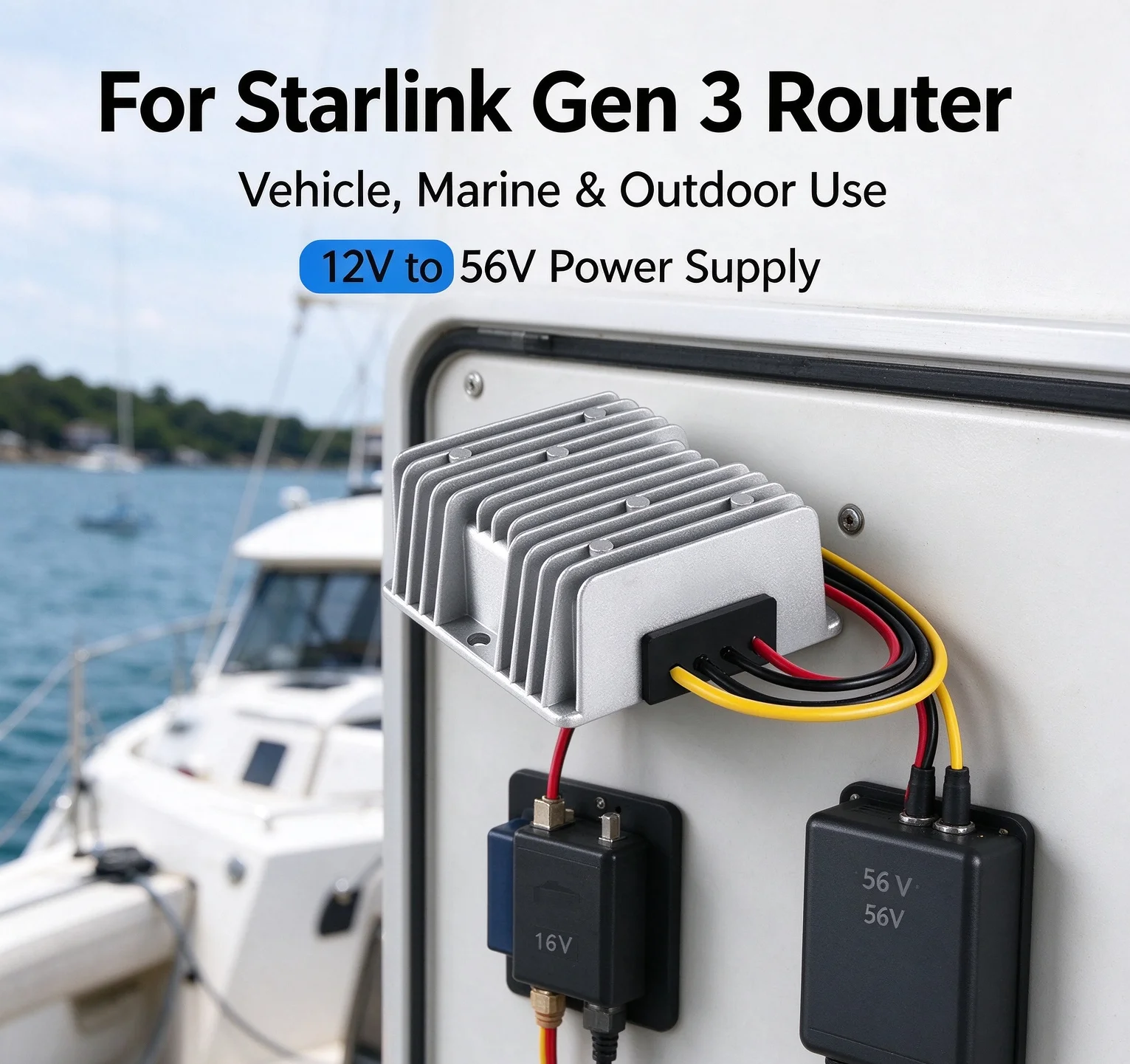 12V To 56V Power Converter CV/CC Step Up Power Adapter For Starlink Gen 3 Router Tools And Accessories Superior Quality