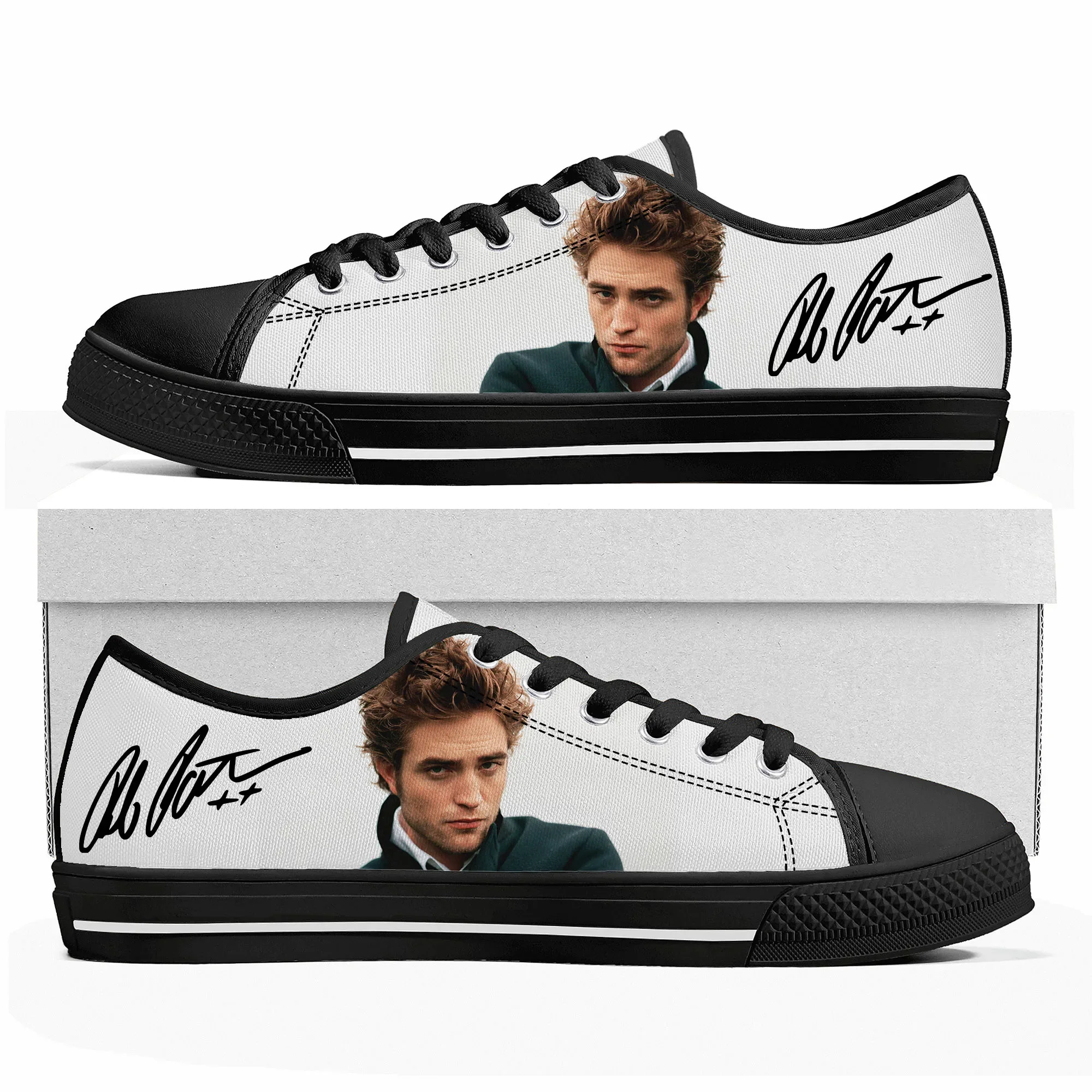 Robert Pattinson Low Top Sneakers Mens Womens Teenager Canvas High Quality Sneaker Casual Custom Made Shoes Customize DIY Shoe