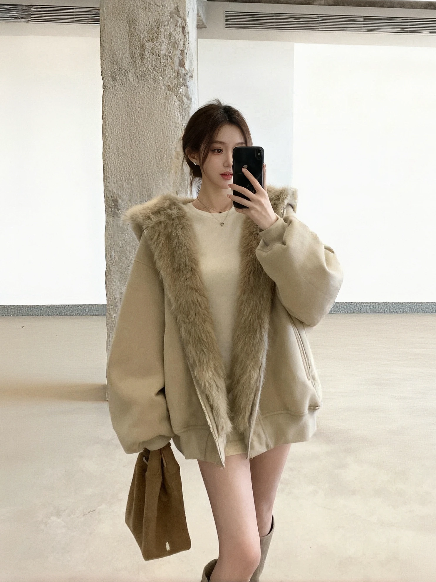 

Женский осенне-зимний кардиган на молнии с капюшоном и флисовой подкладкой, универсальный, теплый, с длинными рукавами, свободного кроя, повседневный стиль