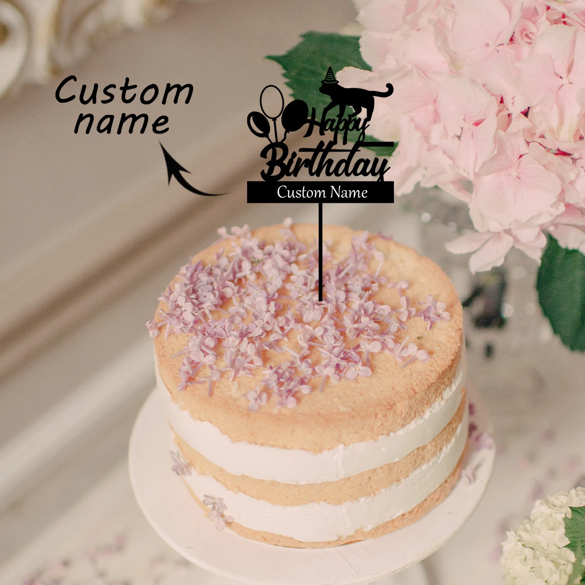 1PC Durable Happy birthday wishes with a cute animal theme Custom Name Cake Stand Cake Ornaments For Anniversaries - view 4