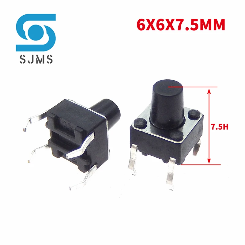 20/50PCS DIP 6X6X7.5 6*6*7.5mm DIP 4 Pin Tact Push Button Switch Micro Touch Button Reset switch Light touch Power key Switches