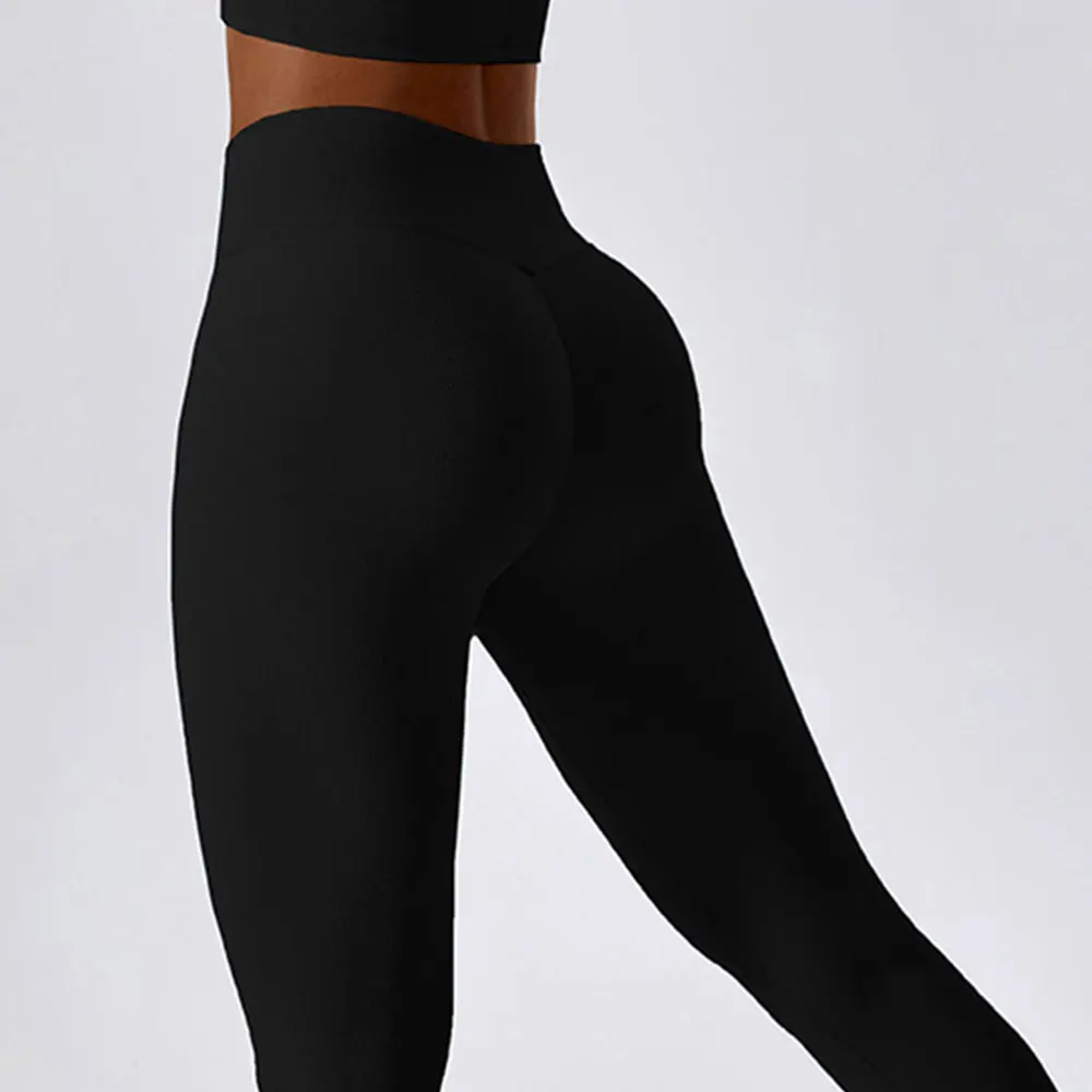 Calças com nervuras para mulheres, cintura alta, sem costura, leggings de ginástica, fitness esportiva, legging feminina, controle de barriga, corrida, calças justas de treinamento