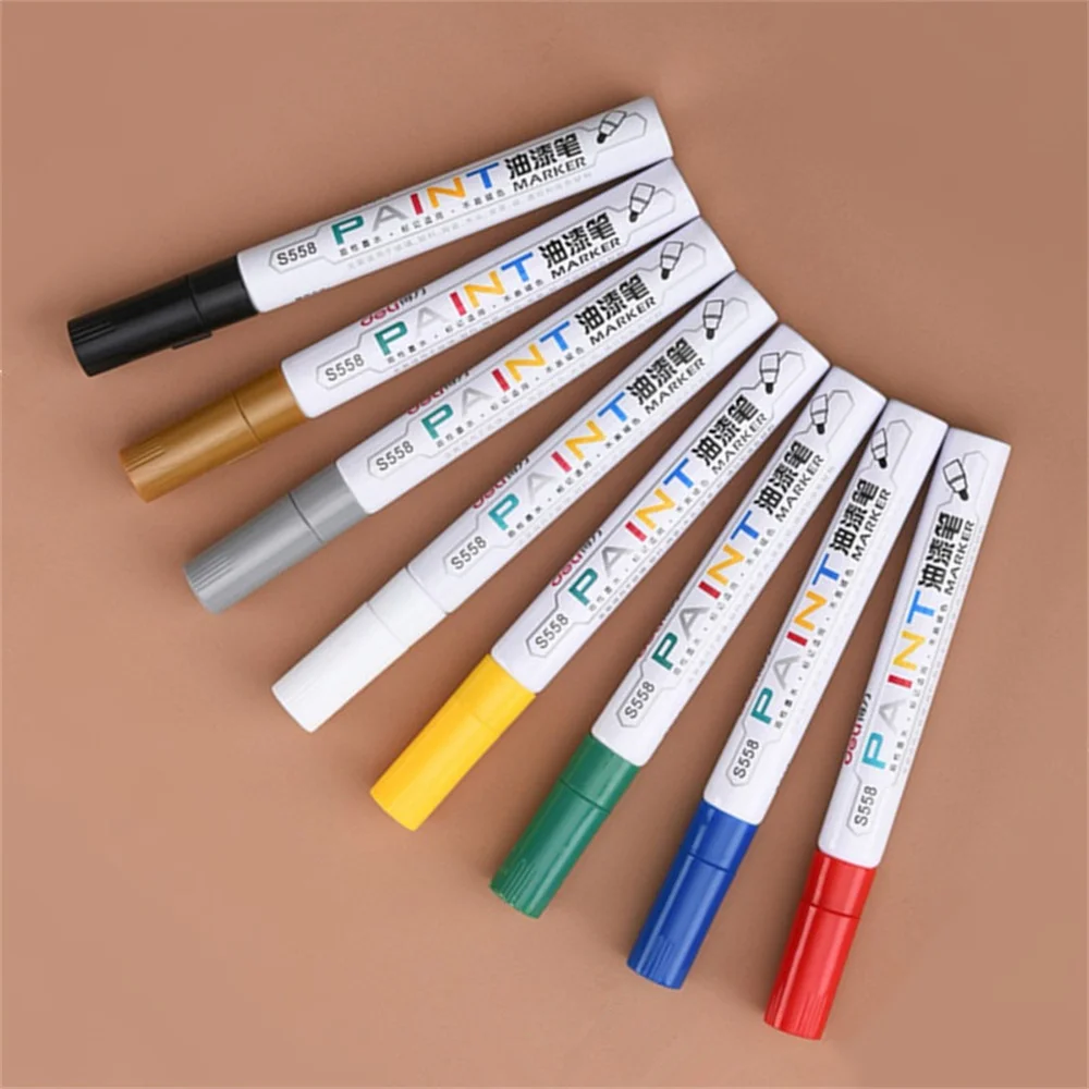 

Deli 8pcs Set Colored Oily Marker Pen Waterproof Permanent Paint Rock Car Tires Metal Signature Mark Glass CD Artist Paintbrush