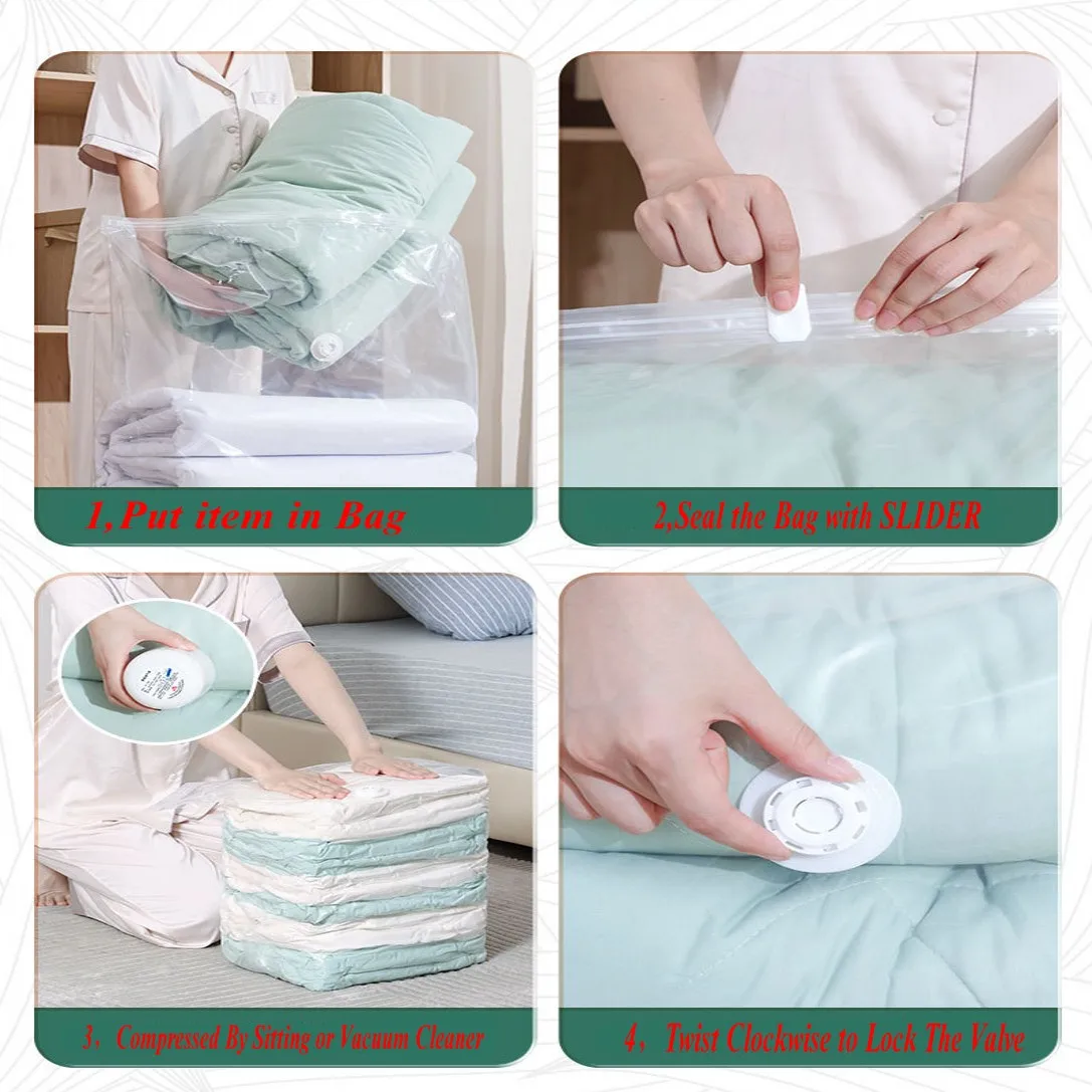 Cube Vacuum Storage Bags umbo Vacuum Seal Bags for Clothes, Bedding, Blanket, Comforter, Duvet, Pillow, Idea for Travel & Closet