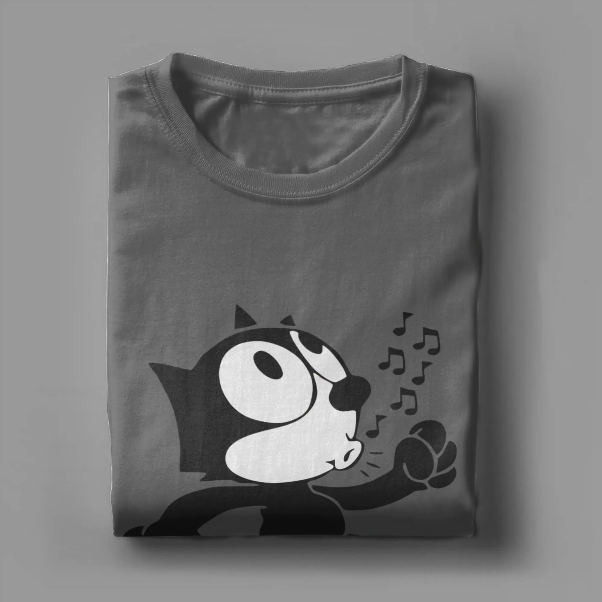 Felixes The Cat Walking T-Shirts für Männer und Frauen, modische T-Shirts aus 100 % Baumwolle, Rundhalsausschnitt, kurzärmeliges T-Shirt, Geschenkidee, Oberteile – Detail 2