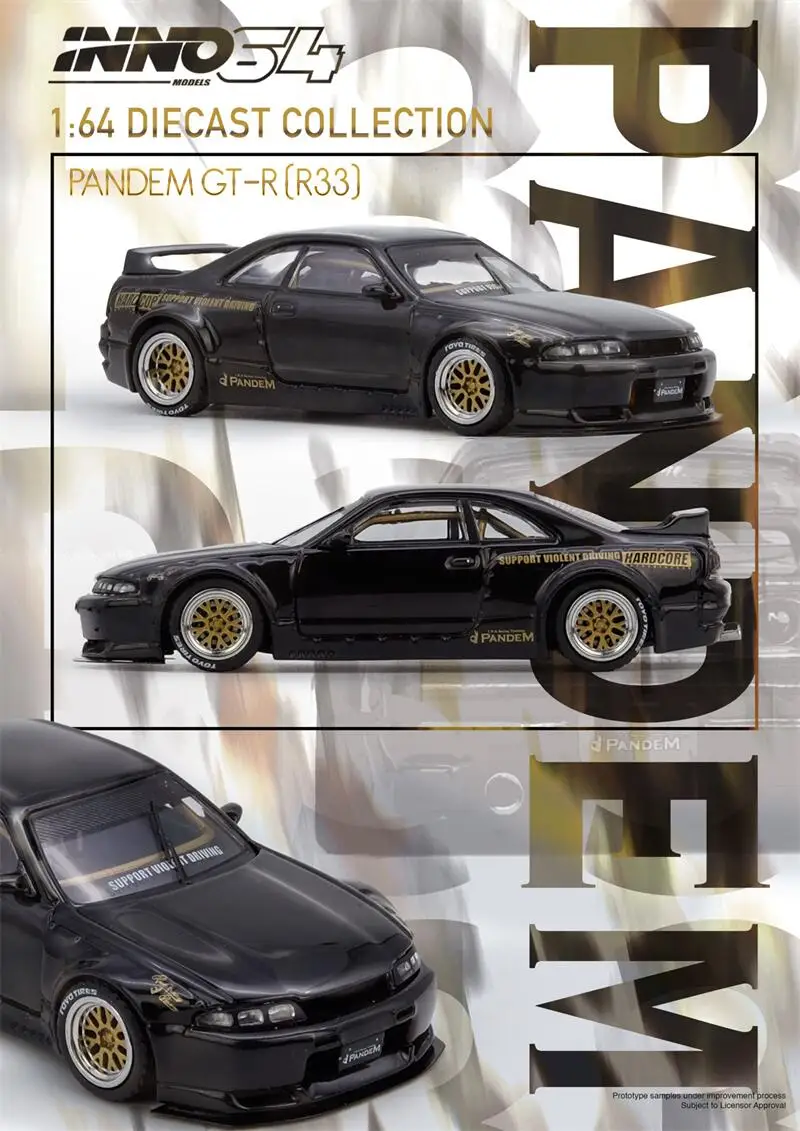 

PreSale INNO64 1:64 PANDEM GT-R BCNR33 Black Collection Miniature DieCast Model Car