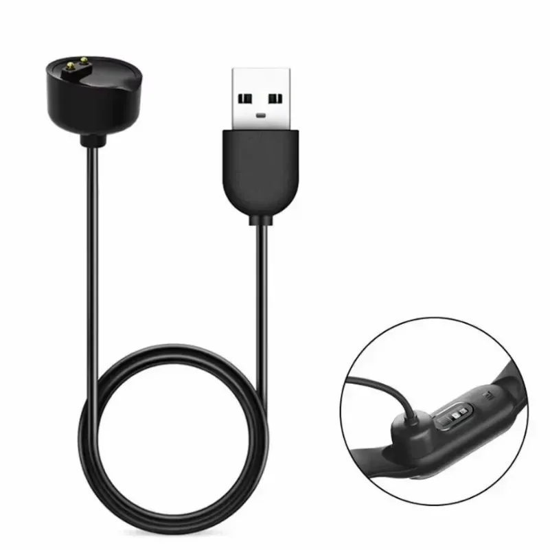 USB Magnetic Charger Cable for Smart Band Fitness Tracker Replacement 2 Pin Pogo Cord Portable Black 1 Meter Safety