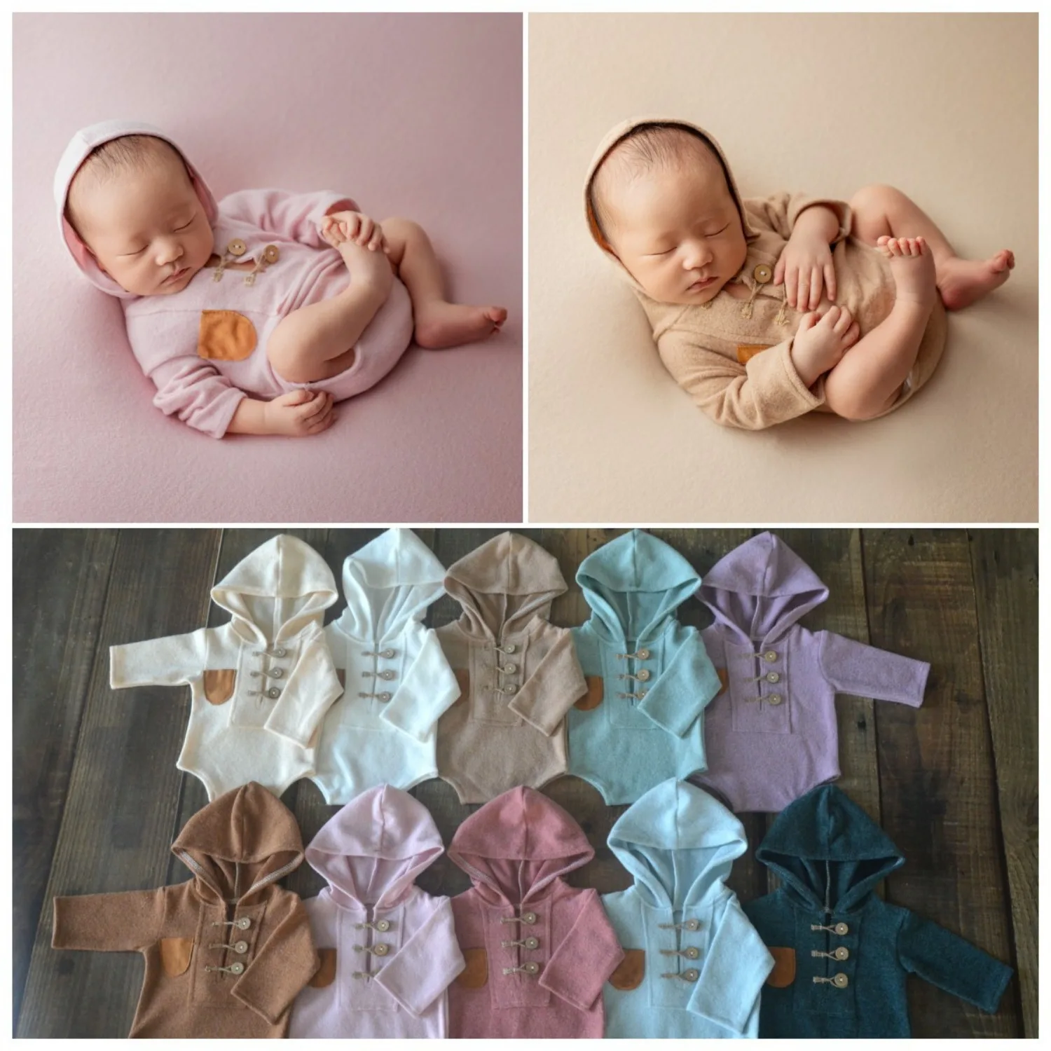 Baby Outfits Newborn Photography Props Baby Boy Girl Hooded Jumpsuit Baby Fotografie Accessoires