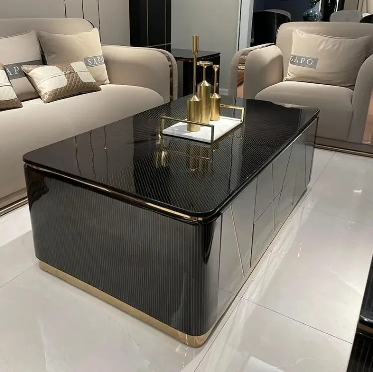 

Italian light luxury coffee table, villa living room luxury modern long coffee table