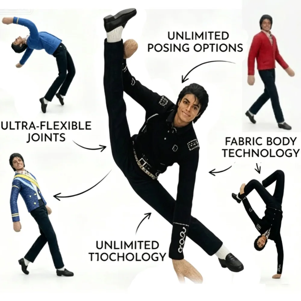 Poupée en peluche Michael Jackson, figurine articulée mobile, accessoire de cosplay, décoration de chambre, cadeau de collection pour les fans