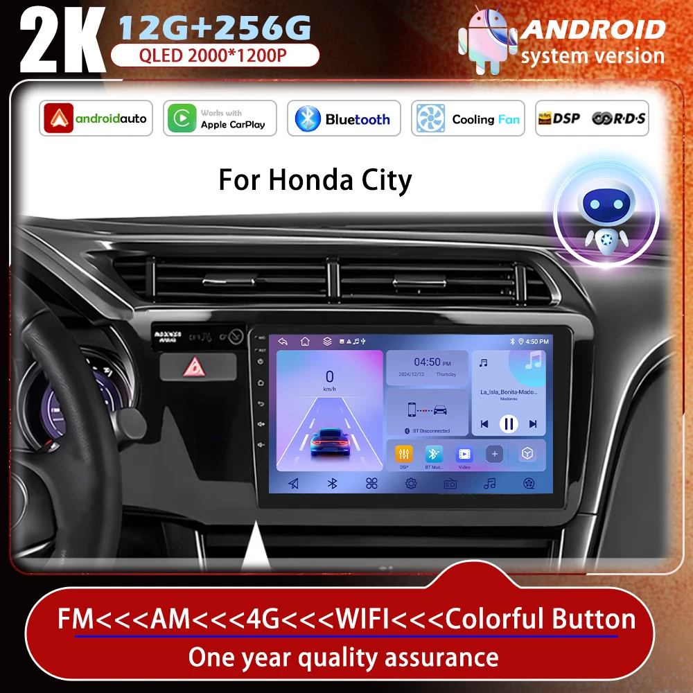 

For Honda City 2014 - 2017 Left Hand Drive Car Radio Central Multimedia Navigation Wireless Carplay 4G GPS Android Stereo Screen