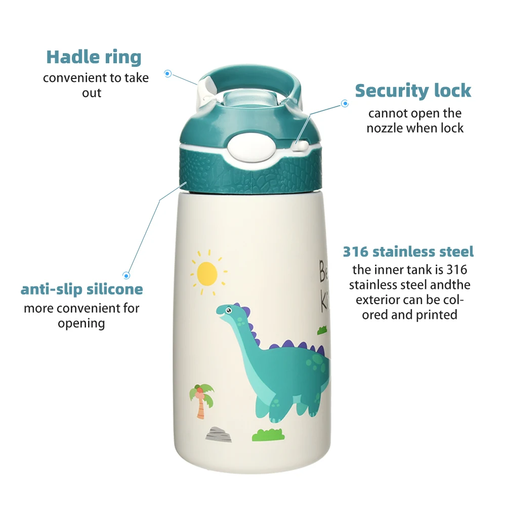 400ML Children Thermos Water Bottle Kids Thermos Mug Baby Duck Billed Straw 316 Stainless Steel Vacuum Flasks Tumbler Thermo Cup