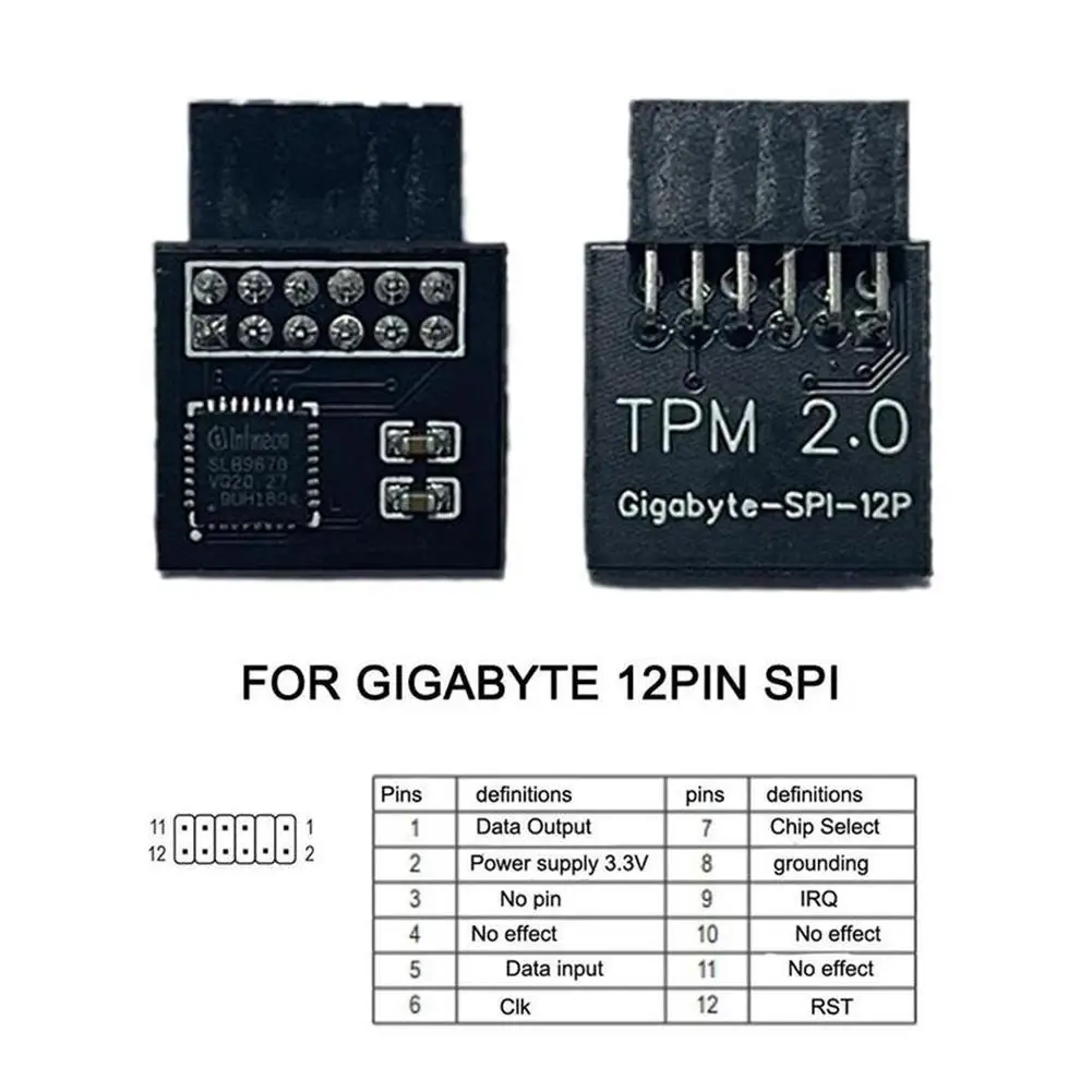 TPM 2.0 Modul Verschlüsselung Sicherheitsmodul Remote-Karte unterstützt 12 14 18 20 Pin für ASUS/MSI/GIGABYTE Multi-Marken-Motherboard – Detail 8