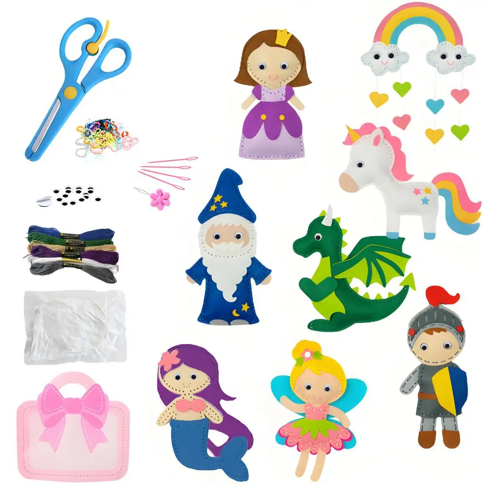 Beginners Princess Sewing Kit for Kids 8 Piece Felt Craft Set Fun and Educational Craft Set for Boys and Girls Age 7-12