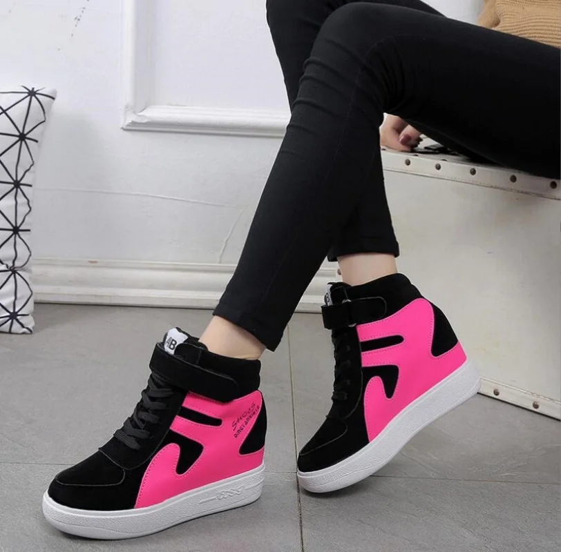 red sneakers women 2024 High top Platform Sneakers women Casual Wedges shoes Womens Shoes Black Platform Vulcanize Shoes Women