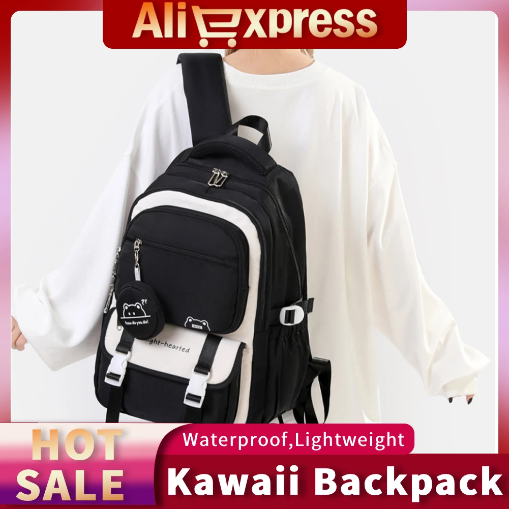 

1PC Waterproof Kids Backpack All-Match School Bag for Women Large Capacity Laptop Backpack Floral Printed Simple Travel Rucksack